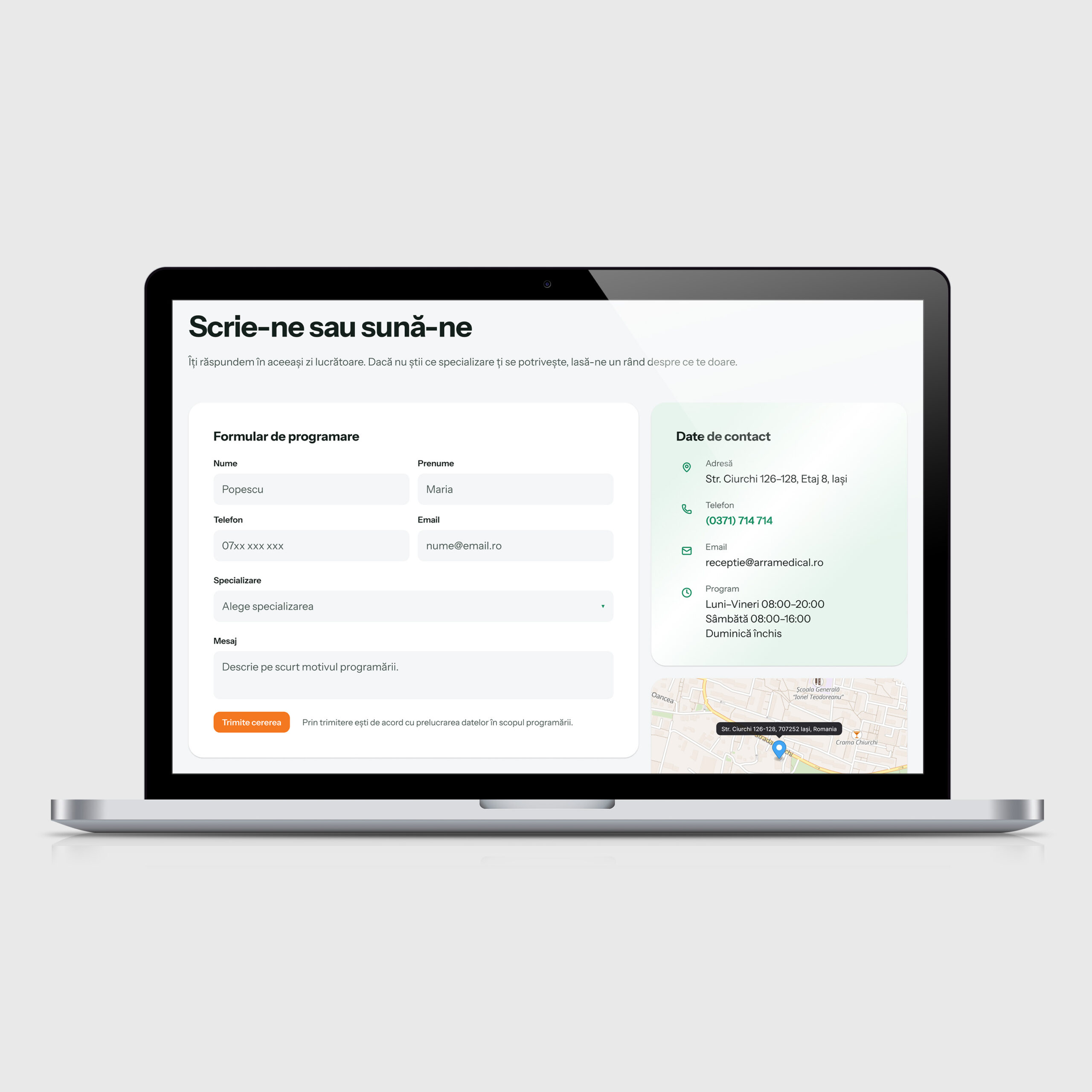 Machetă de site pentru o clinică medicală, web design de ZAR Studio